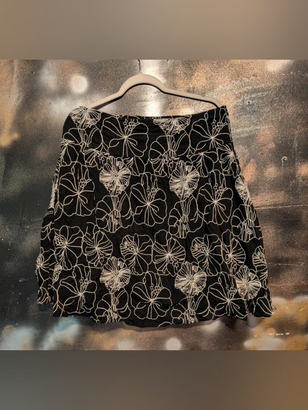Chico's Black Skirt with White Floral Outline